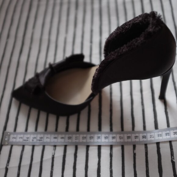 Lord & Taylor Vale Satin Pump Heels Fringe Trim D’Orsay - Picture 13 of 13